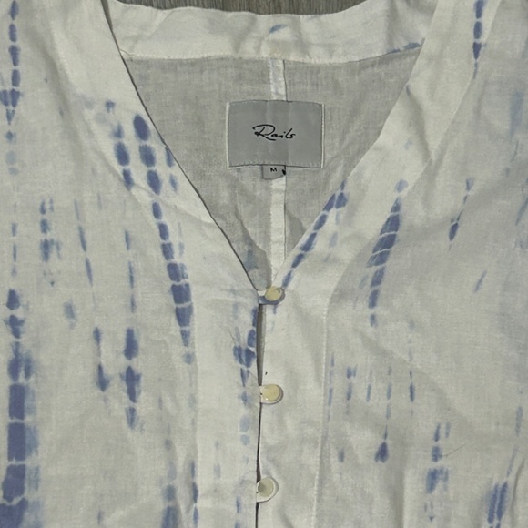 Women's Rails White/Blue Tie Dye Cropped Tie Shirt - MEDIUM - Picture 5 of 9
